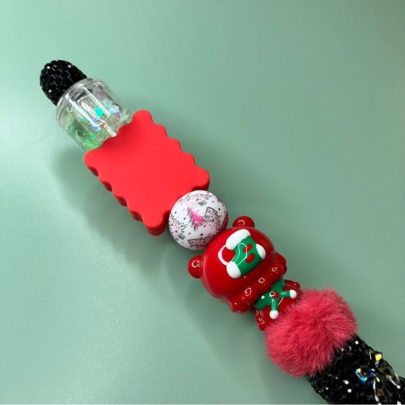 Holiday Handmade Beaded Pen with Handpainted Christmas Boy & DIY Picture Bead - Picture 4 of 7